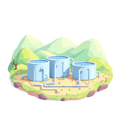 Water Storage Tanks: Clean Water Supply Illustration

