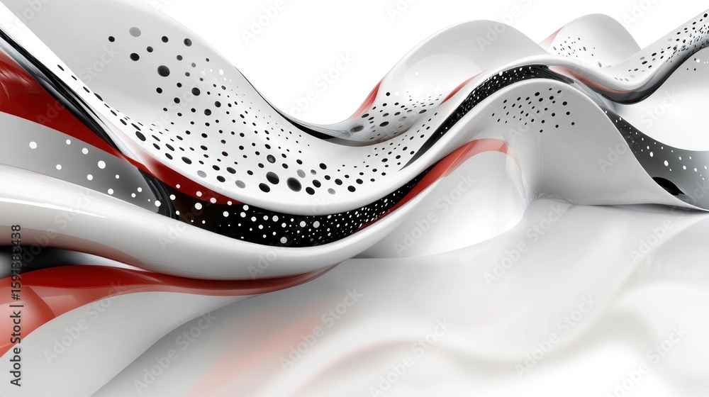 Poster modern abstract wave pattern with polka dots and vibrant color accents