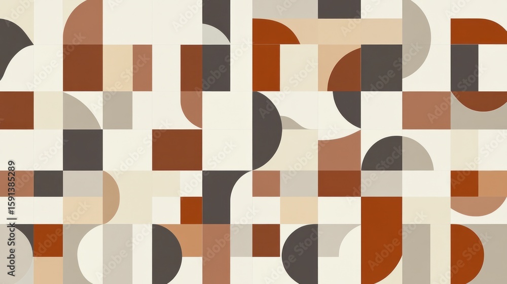 Poster geometric patterned background with earth tones and retro style design