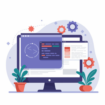 Modern Web Development Workflow Depicted on a Computer Screen