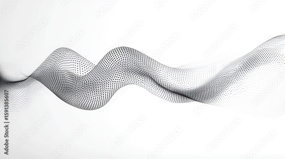 Poster abstract wave pattern of black dots on white background - minimalist design