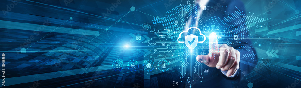 Poster cloud security analyst touch with global on structure cloud security model, protecting data, access,