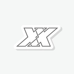 Initial letter XX logo sticker isolated on gray background