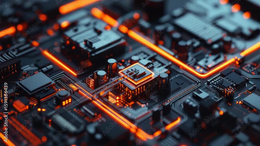 Poster high-quality image of a computer motherboard's internal components