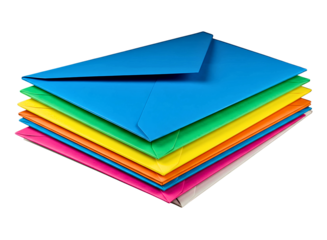 Stack of colorful envelopes for mailing and stationery