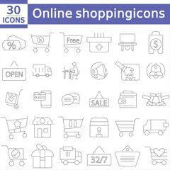   Online shopping vector line icon for app and mobile website responsive