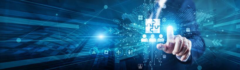 Team Leader touch with global on structure Teamwork model, enabling collaboration, coordination,...
