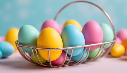 Naklejka premium Colorful Easter Eggs Curved Metal Holder