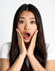 Woman Shocked Amazed Surprised Expression Portrait.