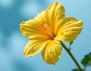 Vibrant Yellow Flower with Water Droplets Bloom