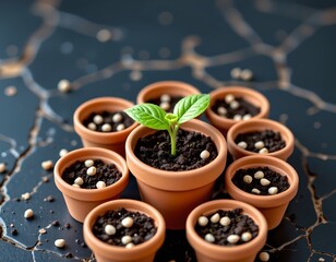 Rustic Potted Plant Dark Table Surface