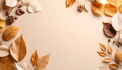 Autumn leaves arrangement studio setting natural elements warm palette aesthetic display nature inspired decor