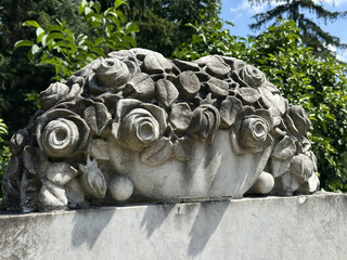 Rose shaped ornament on a tombstone