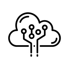 Vector black line icon for Cloud