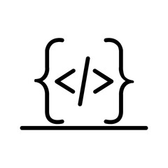 Vector black line icon for Code bracket