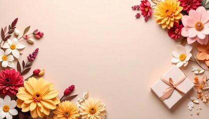Celebrating special occasions with colorful floral arrangements and gift boxes indoor decorative elegant close-up floral theme