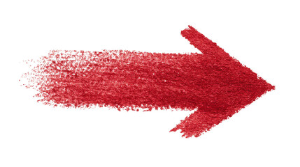A textured red arrow pointing right with a faded edge on a black isolated background