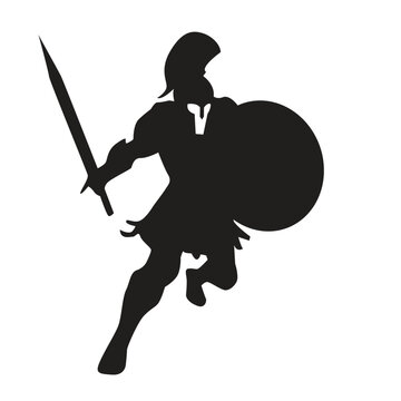 recommend clip art: gladiator spartan warrior silhouette with sword shield vector