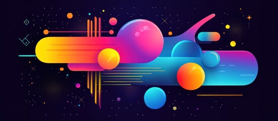 Vibrant Abstract Geometric Composition with Spheres and Gradient Shapes