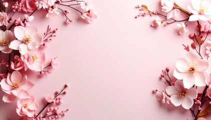 Fototapeta premium Blossoming spring floral arrangement studio setting high-quality image soft pink background aesthetic perspective nature's beauty