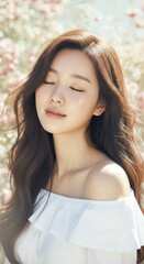 자연스러운 미소의 갈색머리 여성, Natural Smile Brunette Woman