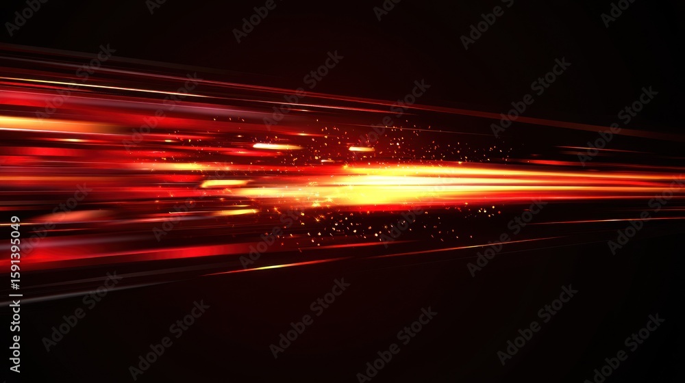 Aufkleber dynamic red and gold light streaks abstract background with motion effect
