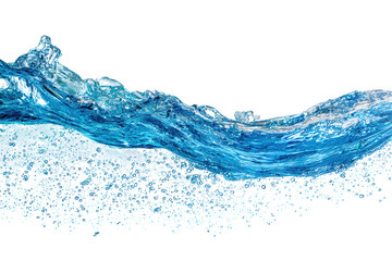 A close up view of blue ocean water with waves and splashes against a Transparent Background