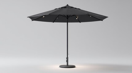 Large, dark gray outdoor umbrella with integrated lighting