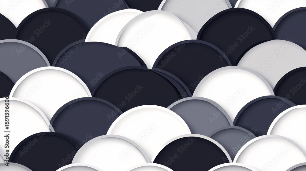 Poster abstract seamless pattern with overlapping circles in shades of gray