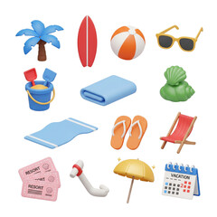 Collection of miniature beach and vacation objects for summer fun and relaxation