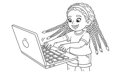 Young Learner with Technology: A young, enthusiastic child engrossed in using a laptop, illustrating the fusion of youth and modern technology.