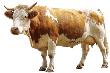 High‑resolution cow PNG cutout with realistic hide texture and natural shadows on transparent background for seamless farm animal branding, dairy product packaging, e‑commerce mockups, and rural scene