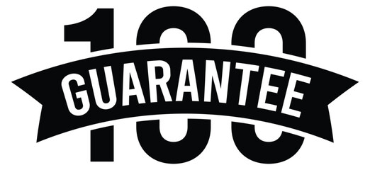100 percent guarantee badge vector icon in black and white