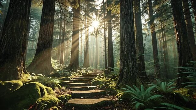 sun rays in the forest