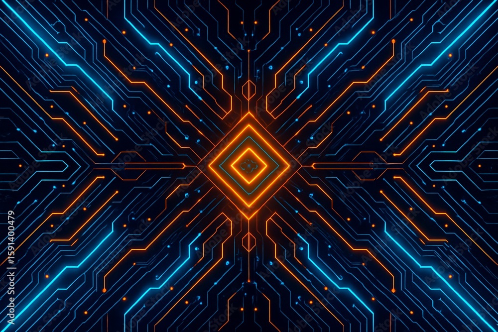 Poster printed circuit board. abstract technological background made of different elements printed circuit 