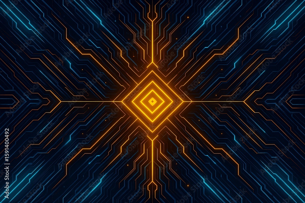 Poster printed circuit board. abstract technological background made of different elements printed circuit 