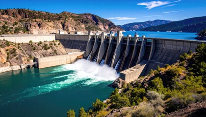 Majestic dam on a bright sunny day