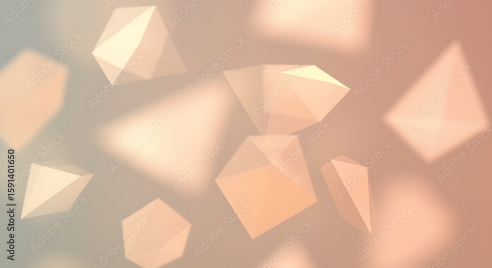 Aufkleber abstract arrangement of geometric polygonal shapes floating in a soft, blurred gradient background o