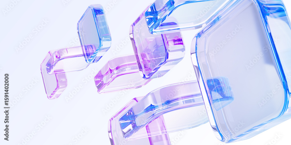 Poster 3d pastel light background with abstract glass block pattern. crystal glossy square or rectangle sha