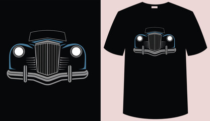 T shirt design vintage car design on a black tshirt isolated on Black background