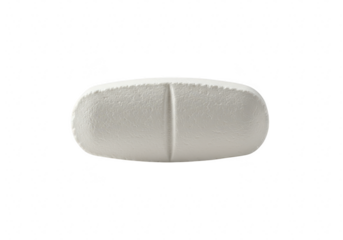 A single white pill with a dividing line, isolated on a transparent background