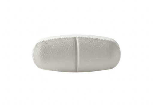 A single white pill with a dividing line, isolated on a transparent background