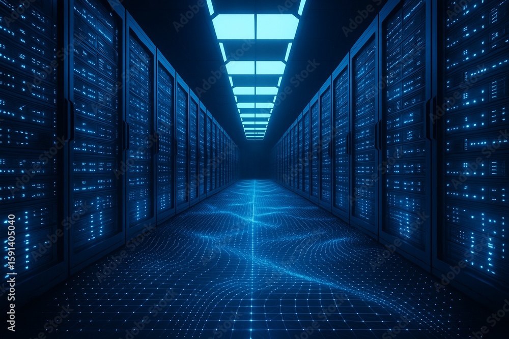Poster 3d rendering big data technology background network creative map