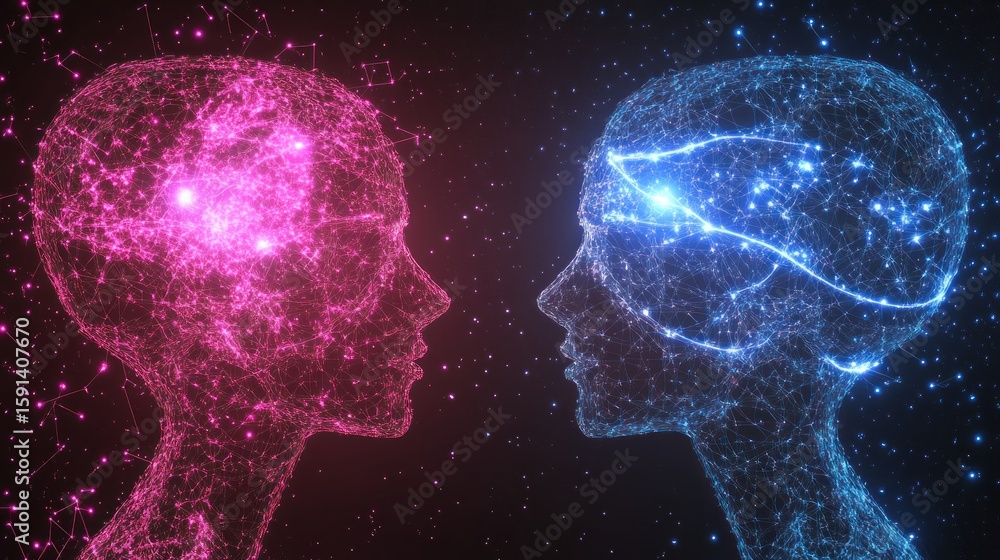 Poster digital minds interface representing communication and artificial intelligence
