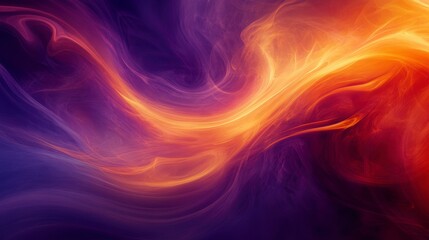 Abstract swirling vibrant orange and purple colors.