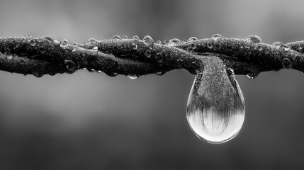 Conceptual Raindrop Isolated on Pure White Background with Ultra Clear Render Symbolizing Purity and Source of Life