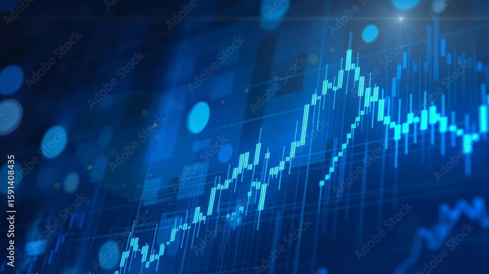 Poster a blue graph with a lot of lines and dots. the graph is showing a trend in numbers