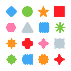Set color figure pencil. Hand-drawn crayon design elements: round, square, and triangular shapes in a fun, kid-friendly style with ample copy space. 