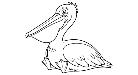 Obraz premium Pelican Outline Illustration: A detailed monochrome outline of a pelican, showcasing its distinctive features and elegant form. This artful illustration captures the unique character of the pelican.