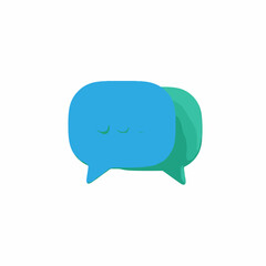 Two overlapping speech bubbles, one blue with a sleeping face, suggesting communication or message concept.